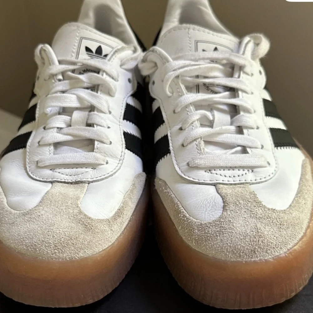 Adidas Samba White Black and Tan Sneakers Sz 9 - Picture 6 of 8